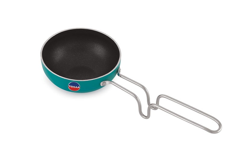 TOSAA Non Stick Tadka Pan, 11cm, | Vaghar Pan | Chounk Pan | Baghar Pan for Frying Dal/Spices | Flame Safe | Gas Stove Safe | Stainless Steel Wired Handle | Scratch Resistant, Amber - Image 3