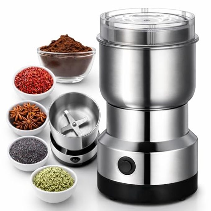 AROEVE Mini Electric Grinder for Coffee & Spices | Small Mixer Grinder with Stainless Steel Cup | Portable Grinder Mixer for Masala, Dry Ingredients & Coffee Beans - Image 1