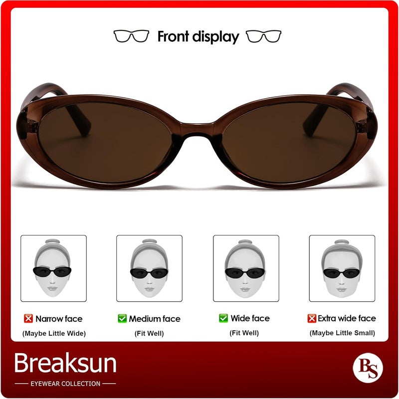 Breaksun Retro Oval Sunglasses for Women Men Fashion Small Oval Sunglasses 90s Vintage Shades - Image 3