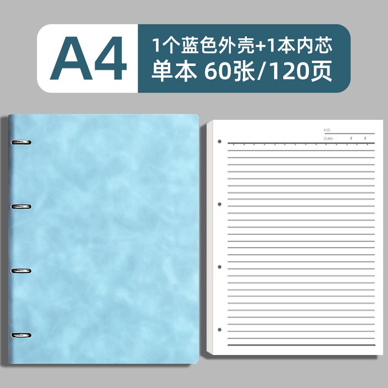 Generic Textured Leather Waterproof Thick Refillable Notebook A4 Blue 