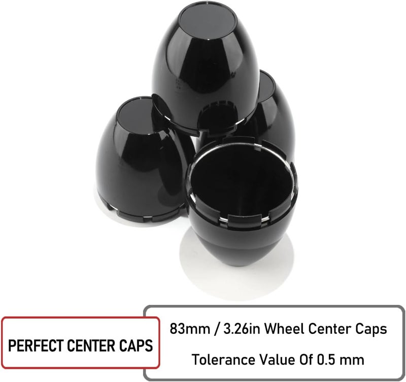 RTRHINOTUNING 4 PCS 3.26" Bore Dome Center Cap for Rim 3 1/4" Wheel Center Caps, OD: 3.26"(83 mm) ID: 3.15"(80 mm) Wheel Caps Hubcaps, High Gloss Black - Image 5