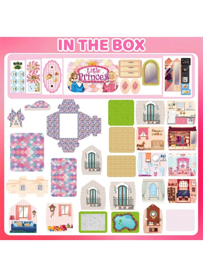 Doll House for Girls,13 Rooms Dollhouse with Dolls Figure, Puppies,Furnitures, Accessories, Toddler Playhouse Gift for for 3 4 5 6 7 8 9 10 Year Old Girls Toys (Pink) - Image 3