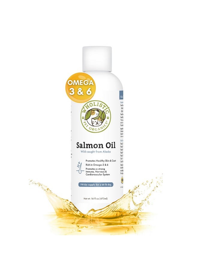Wholistic Pet Organics Salmon Oil: Deep Sea Wild Alaskan Salmon Oil For Dogs And Cats  Natural Omega 3 Dog Fish Oil Supplement With Epa And Dha For Skin, Coat, Heart And Nervous System Health  - Image 1