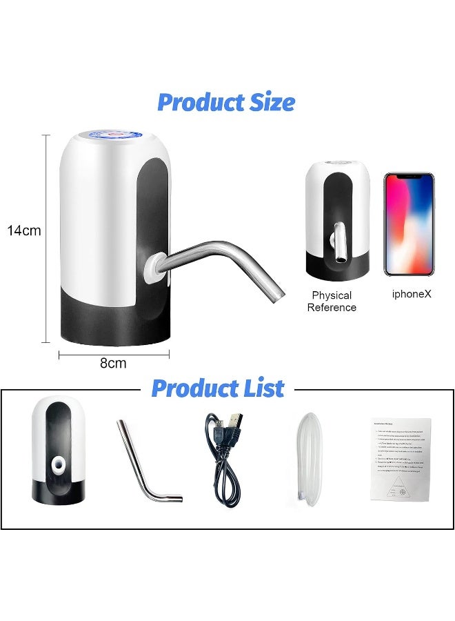 SKY-TOUCH مضخة مياه كهربائية تلقائية تعمل بالشحن USB محمولة بيضاء/سوداء  - Image 3