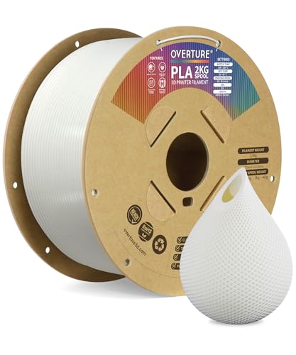 OVERTURE PLA Filament 175mm Neatly Wound 3D Printer Filament 2kg Spool 44lbs Dimensional Accuracy 002 mm Fit Most FDM 3D Printers White 2KG1 Pack