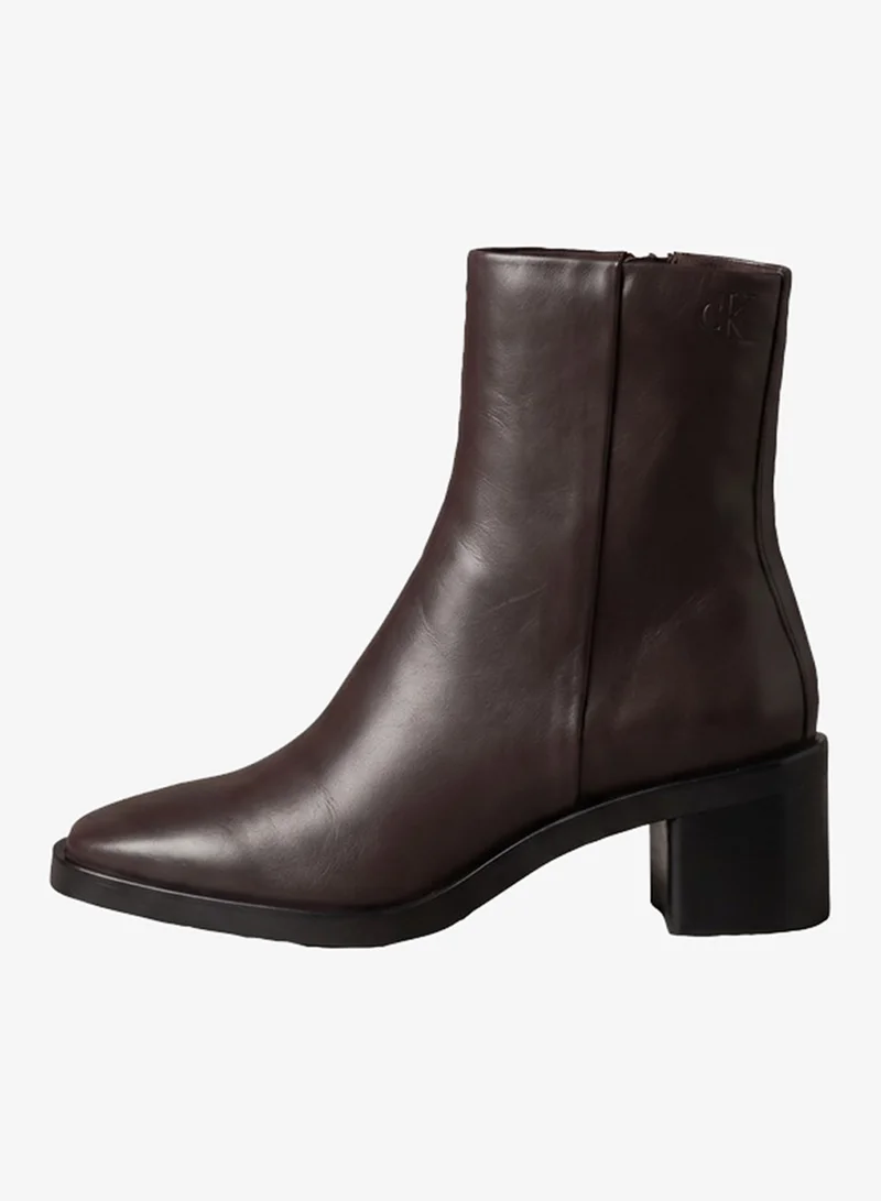 Calvin Klein Leather Block-Heel Ankle Boots