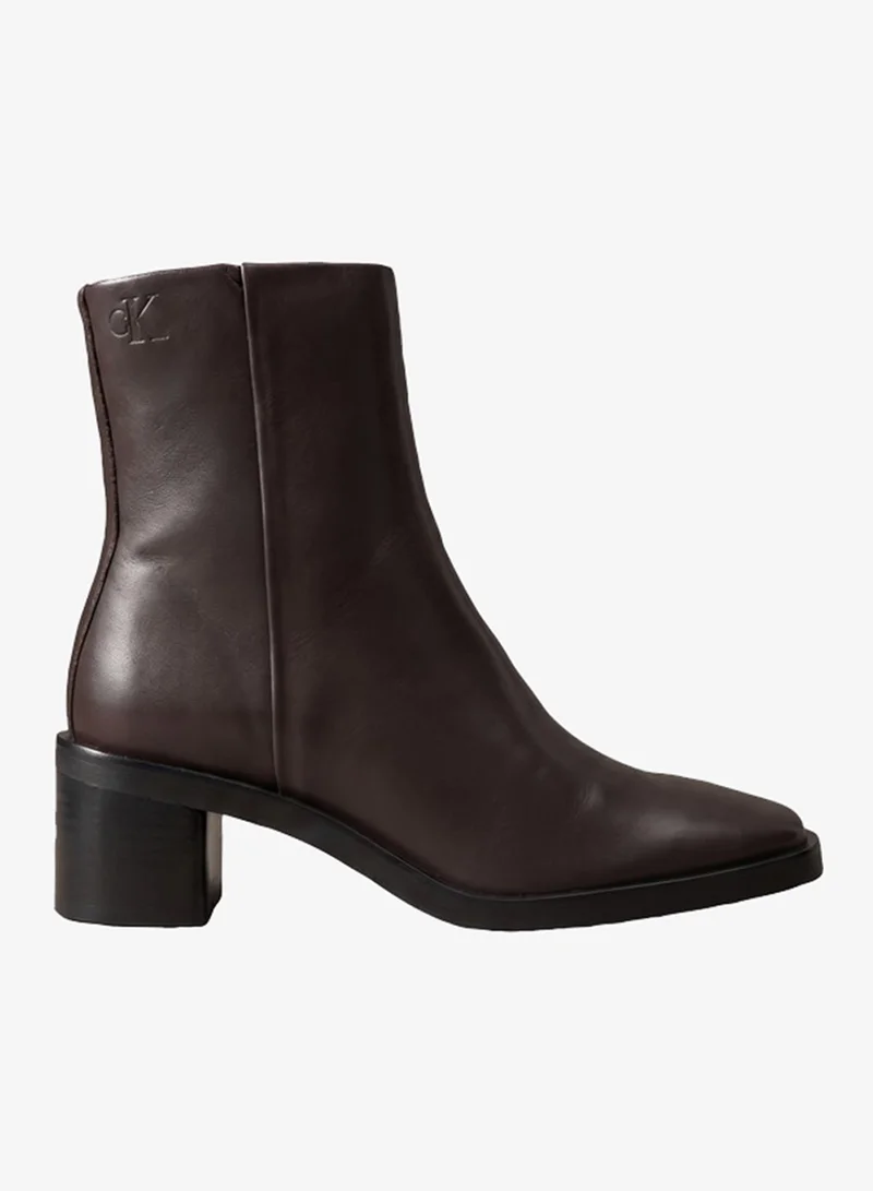 Calvin Klein Leather Block-Heel Ankle Boots