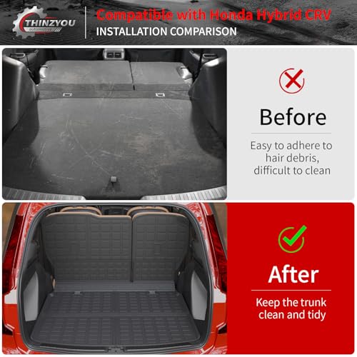 Thinzyou Floor Mats Compatible with 2023 2024 2025 2026 Honda CRV (Include Hybrid) Trunk Mat Cargo Liner All Weather Back Seat Cover CR-V Accessories (Upper Deck, Trunk Mat+Backrest Mats+Floor Mats) - Image 4
