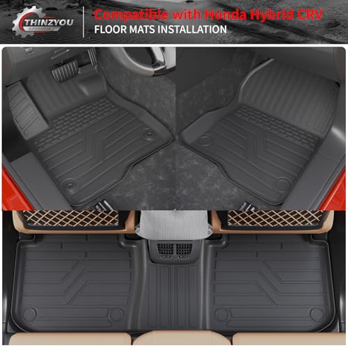 Thinzyou Floor Mats Compatible with 2023 2024 2025 2026 Honda CRV (Include Hybrid) Trunk Mat Cargo Liner All Weather Back Seat Cover CR-V Accessories (Upper Deck, Trunk Mat+Backrest Mats+Floor Mats) - Image 2