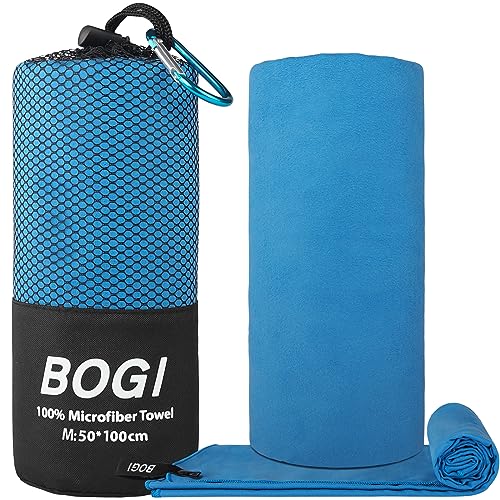 BOGI Microfiber Travel Sports Towel-Quick Dry Towel, Soft Lightweight Microfiber Camping Towel Absorbent Compact Travel Towel for Camping Gym Beach Bath Yoga Swimming Backpacking (M:40''x20''-Blue) - Image 2