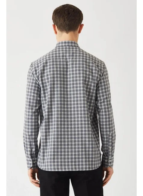 Bisse Men's Regular Fit Long Sleeve Sports Shirt GRAY GM22K222110_D55