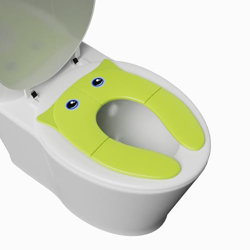 TECHHARK® Baby Potty Training Toilet Seat for Boys And Girls Kids, Non-Slip with Splash Guard, Fits Round & Oval Toilets, (TRAVEL GREEN) - Image 1