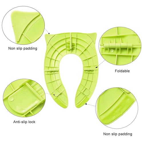 TECHHARK® Baby Potty Training Toilet Seat for Boys And Girls Kids, Non-Slip with Splash Guard, Fits Round & Oval Toilets, (TRAVEL GREEN) - Image 4