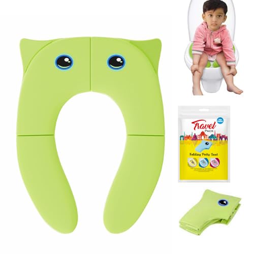 TECHHARK® Baby Potty Training Toilet Seat for Boys And Girls Kids, Non-Slip with Splash Guard, Fits Round & Oval Toilets, (TRAVEL GREEN) - Image 2
