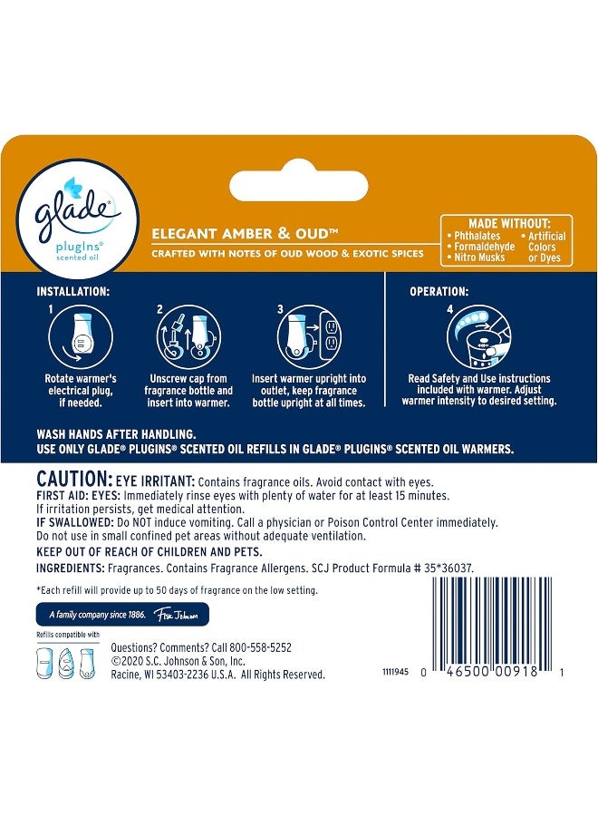 Glade Air Freshener Refill, Elegant Amber & Oud Plugins Scented Oil, 3 Ct, 2.01oz - Image 2