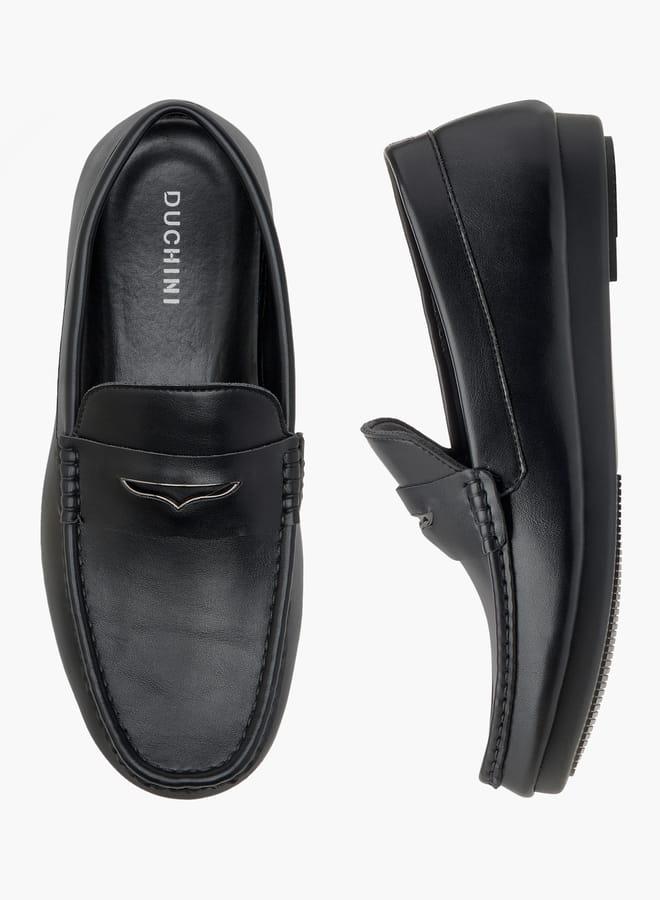 DUCHINI Men's Solid Slip-On Moccasins with Cutout Detail - Image 2