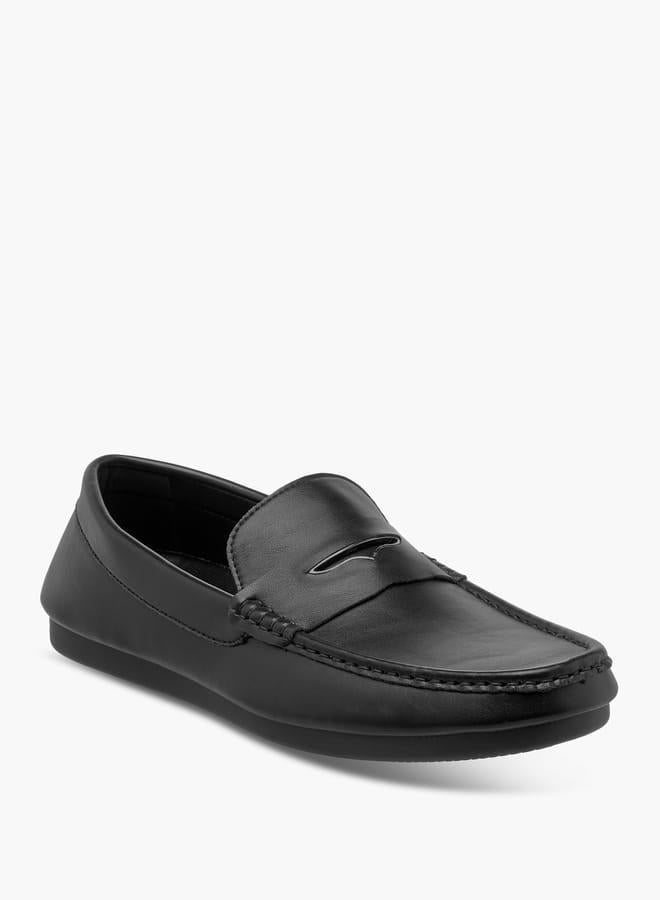 DUCHINI Men's Solid Slip-On Moccasins with Cutout Detail - Image 1