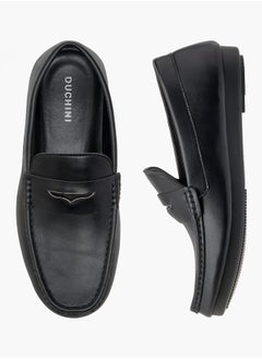 DUCHINI Men's Solid Slip-On Moccasins with Cutout Detail  - Image 2