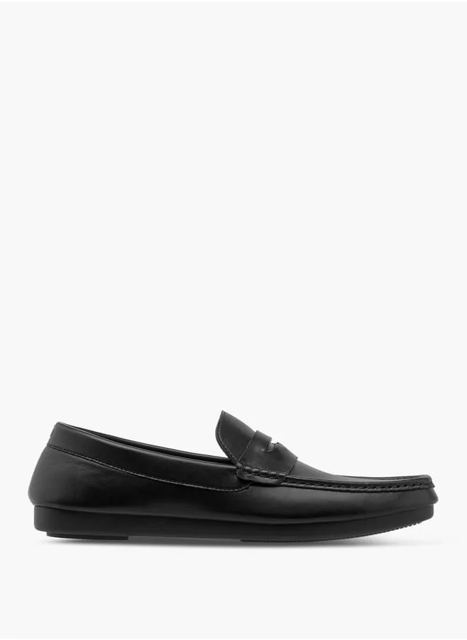 DUCHINI Men's Solid Slip-On Moccasins with Cutout Detail