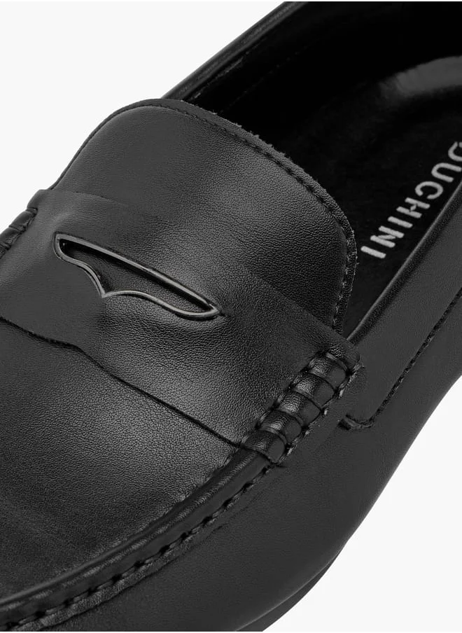 DUCHINI Men's Solid Slip-On Moccasins with Cutout Detail