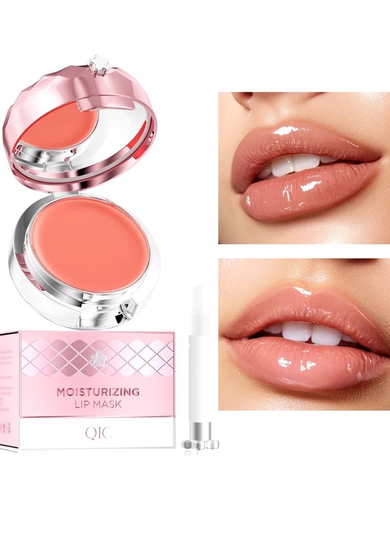 QIC - Moisturizing Lip Mask Lip Sleeping Mask Lip Mask with Brush and Mirror for Day & Night Repair, Reduce Lip Lines & Wrinkles, Soft Smooth Hydrating Rich Texture Lips Sleep Mask 12g - Image 1