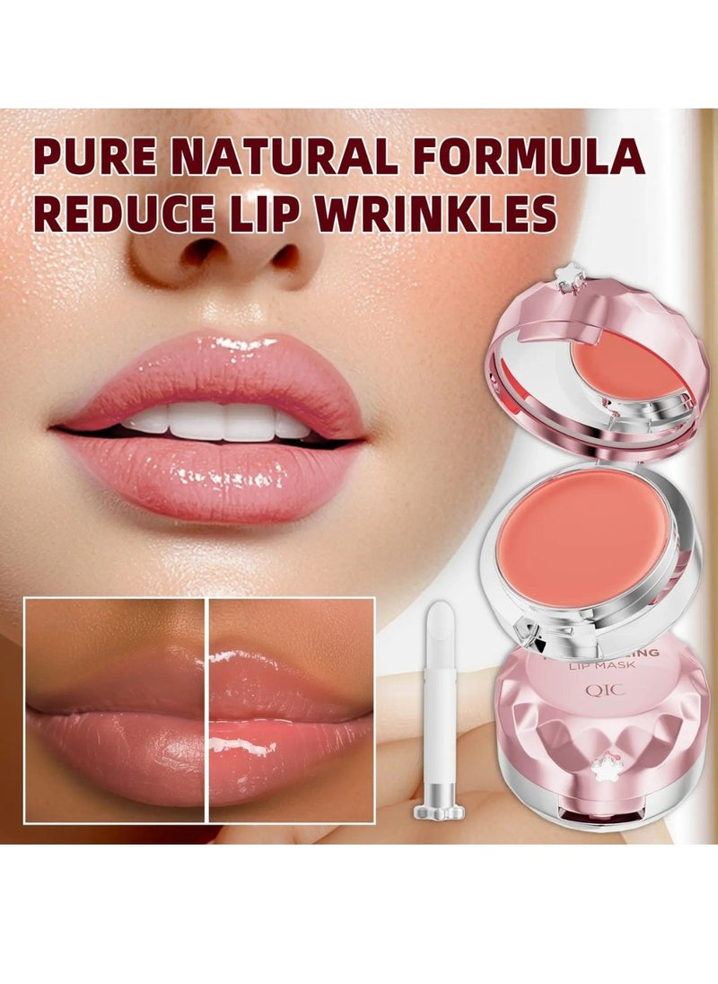 QIC - Moisturizing Lip Mask Lip Sleeping Mask Lip Mask with Brush and Mirror for Day & Night Repair, Reduce Lip Lines & Wrinkles, Soft Smooth Hydrating Rich Texture Lips Sleep Mask 12g - Image 1