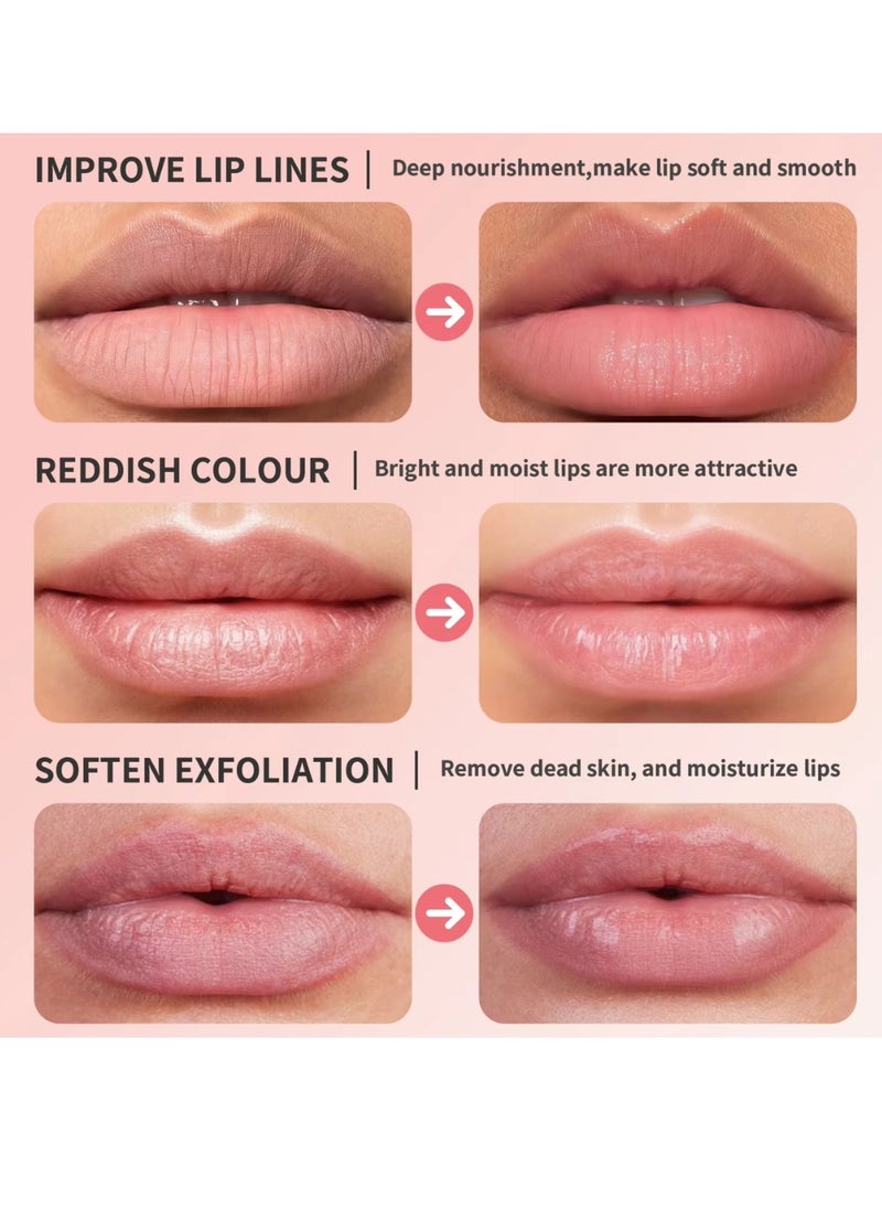 QIC - Moisturizing Lip Mask Lip Sleeping Mask Lip Mask with Brush and Mirror for Day & Night Repair, Reduce Lip Lines & Wrinkles, Soft Smooth Hydrating Rich Texture Lips Sleep Mask 12g - Image 1