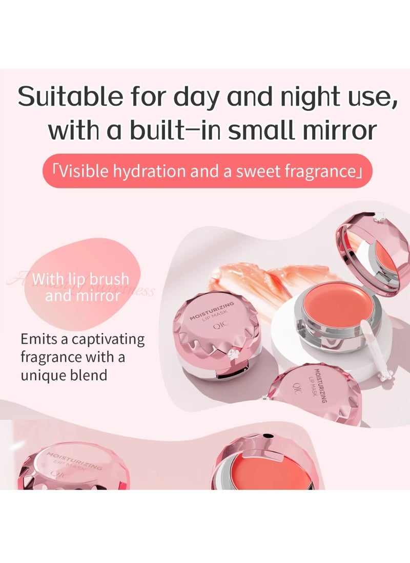QIC - Moisturizing Lip Mask Lip Sleeping Mask Lip Mask with Brush and Mirror for Day & Night Repair, Reduce Lip Lines & Wrinkles, Soft Smooth Hydrating Rich Texture Lips Sleep Mask 12g - Image 1