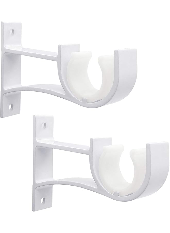 erorex Curtain Rod Bracket, Heavy Duty Curtain Rod Holder White Curtain Rod Hook for 1 Inch to 1.2 Inch Drape Rods, Single Curtain Rod Brackets Rod Hangers Support for Wall, 2 Pack 