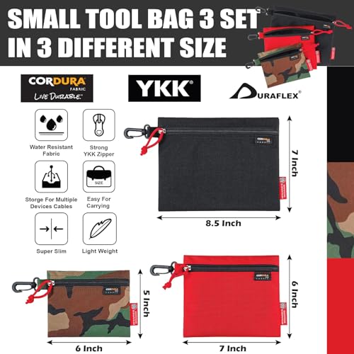 RE ROUGH ENOUGH Rough Enough Small Tool Pouch Bag with Zipper Multipurpose Storage Organizer 3 Pack for Tactical Camping Fishing Hunting Survival Gear and Supplies - Image 3