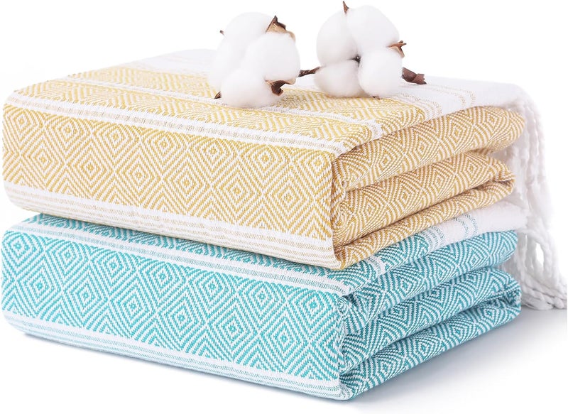Antfuny 2 Packs Turkish Beach Towels Quick Dry Sand Free Soft Absorbent Extra Large XL Big Blanket Adult Oversized Bath Pool Swim Towel Lightweight Thin Fast Drying Sandless Compact No Sand Packabl - Image 1