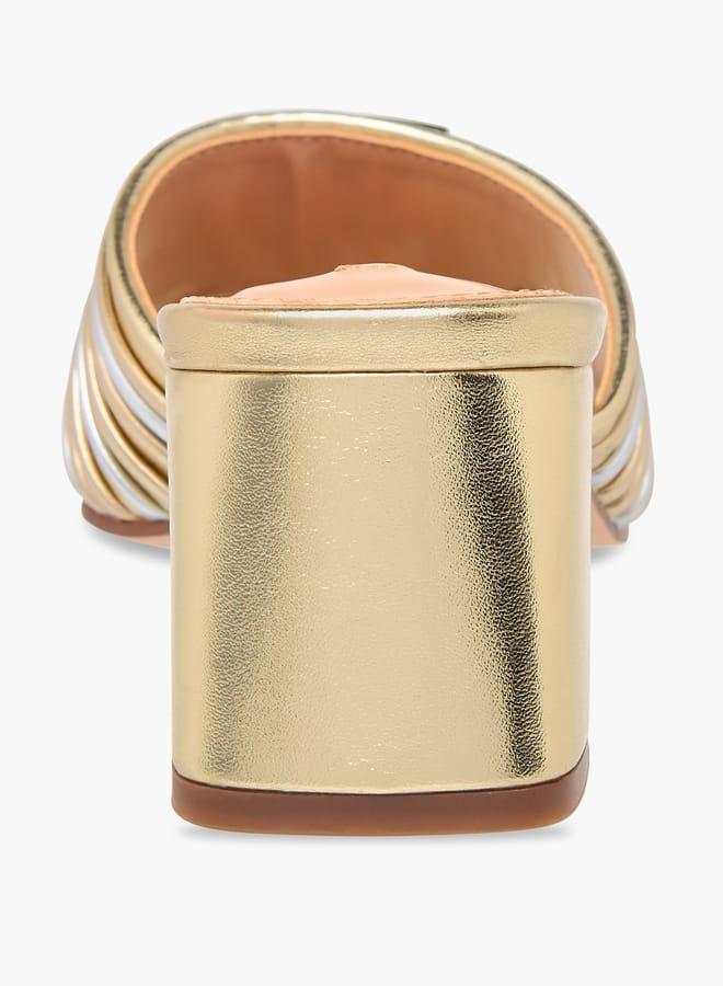 ايل صنادل نسائية بكعب عريض وزينة شعار - Image 5