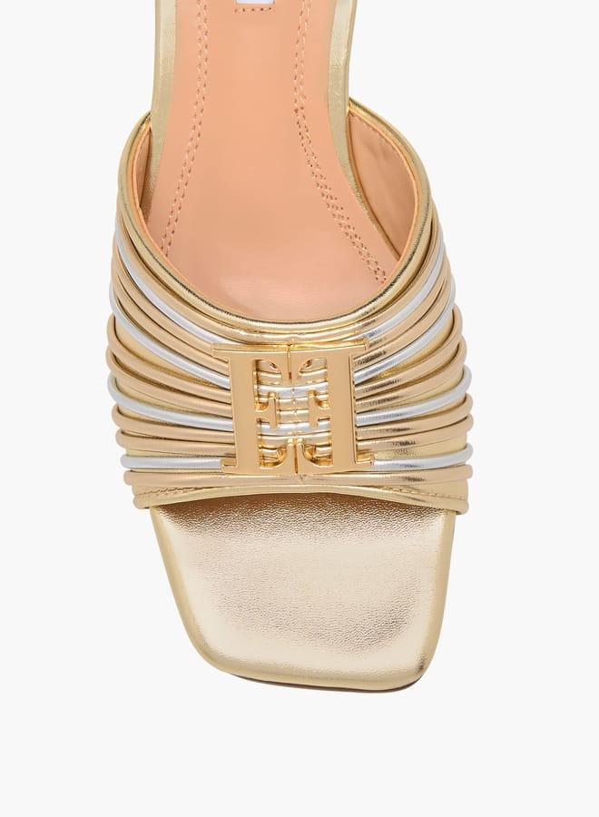 ايل صنادل نسائية بكعب عريض وزينة شعار - Image 4