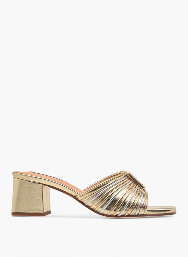 ELLE Women's Logo Accent Slip-On Sandals with Block Heels  - Image 3