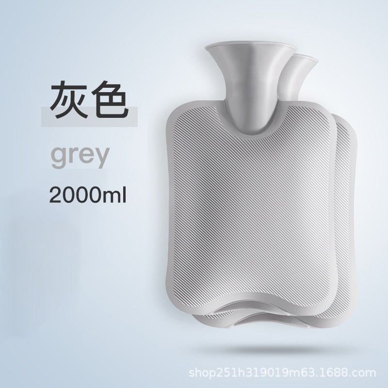 Generic Faux Rabbit Fur Hot Water Bag Mini PVC Warm Pouch Grey 2000ml
