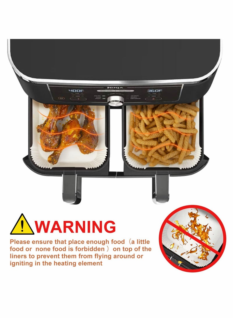 SOLARAE Air Fryer Disposable Paper Liner for Ninja Dual,100PCS Non-Stick Air Fryer Liners Rectangle 10x 7’’, Air fryer Parchment Liners for Ninja DZ201, for Ninja Foodi Dual Air Fryer Accessories Baking Paper - Image 5