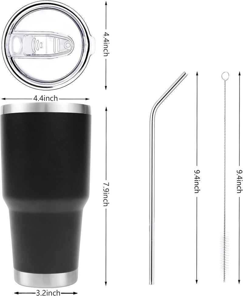 WOLBLIX 30 oz Stainless Steel Insulated Tumbler Travel Mug with Straw Slider Lid Cleaning Brush Double Wall Vacuum - Image 3