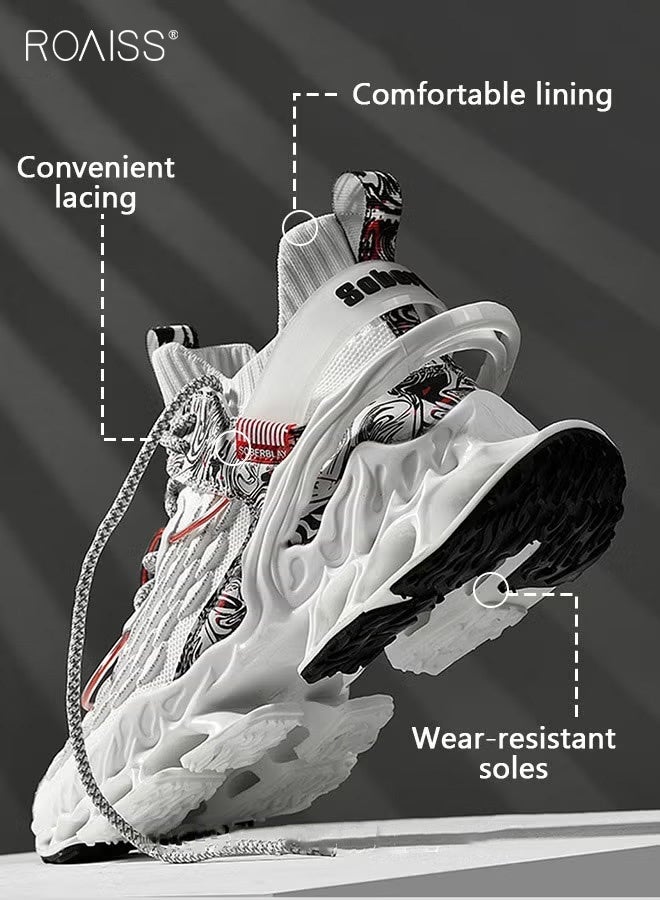 roaiss Men Stylish Sneakers, Lightweight Breathable Trainers for Men, Lace up Non Slip Sports Shoes, Shock Absorbing Athletic Shoes with Soft Lining, Suitable for Daily Wear and Outdoor Activities - Image 4
