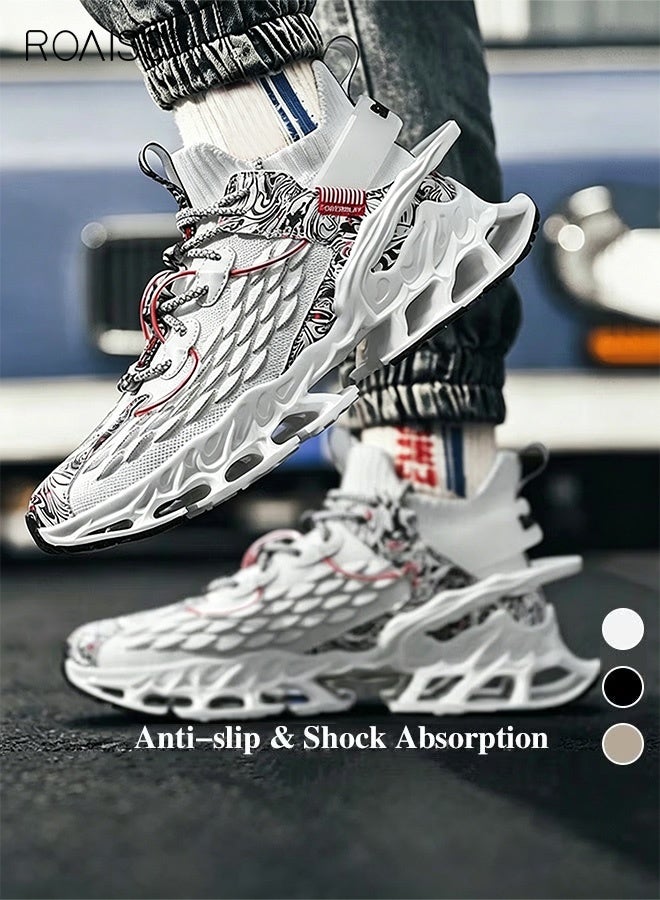 roaiss Men Stylish Sneakers, Lightweight Breathable Trainers for Men, Lace up Non Slip Sports Shoes, Shock Absorbing Athletic Shoes with Soft Lining, Suitable for Daily Wear and Outdoor Activities - Image 1