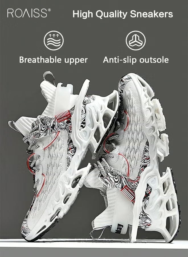 roaiss Men Stylish Sneakers, Lightweight Breathable Trainers for Men, Lace up Non Slip Sports Shoes, Shock Absorbing Athletic Shoes with Soft Lining, Suitable for Daily Wear and Outdoor Activities - Image 3