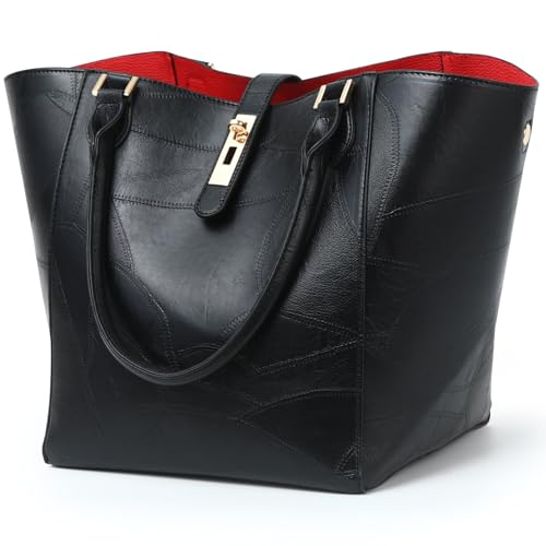 sqlp Large Work Tote Bag for Women Designer Purses and Handbags Big Bucket bags Womens Travel Shoulder Bag Black Patterned - Image 1