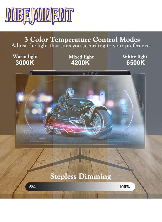 NIBEMINENT Computer Monitor Lamp, 7 RGB Light Modes, Eye Caring, No Screen Glare Monitor Light, Dimmable, 3 Color Temperature, Atmosphere Desk Lamp for Office, Study, E-Sports 39.8*11.2*8.7cm  - Image 2