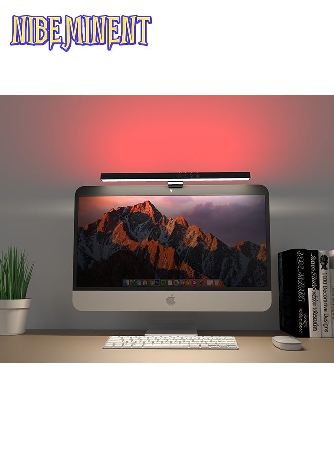 NIBEMINENT Computer Monitor Lamp, 7 RGB Light Modes, Eye Caring, No Screen Glare Monitor Light, Dimmable, 3 Color Temperature, Atmosphere Desk Lamp for Office, Study, E-Sports 39.8*11.2*8.7cm  - Image 4