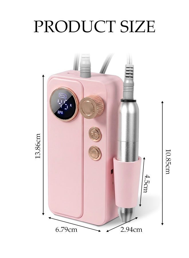 DUNISO Professional Nail Drill Electric File,Rechargeable Nail Drill Machine,Portable Nail Drill Machine with 12 Drill Bits,Adjustable Speed Manicure Machine,Suitable for Acrylic Gel Nails,Salon and Home Use(Pink) - Image 2