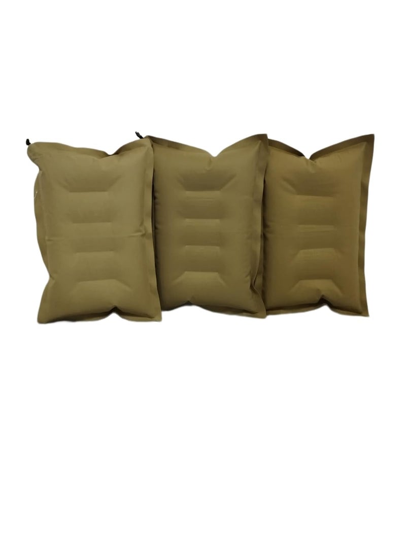 RAV Pack of 3Cushion Sleeping Bag Backpacking Pillow Soft Comfortable Air Inflatable Travel Pillow Tourist Pillow Sleeping Tourist PillowColor Brown - Image 1