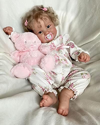 TERABITHIA 20 Inches Real Baby Size Rooted Curly Hair Sweet Face Lifelike Reborn Baby Doll Crafted in Full Body Vinyl Anatomically Correct Realistic Newborn Girl Dolls Washable for Girls - Image 5