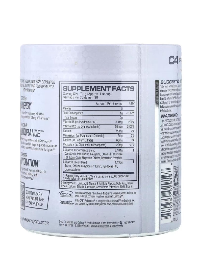 C4  Cellucor سي 4 سبورت ما قبل التمرين بنكهة التوت الأزرق 7.5 أونصة (213 جم) - Image 2