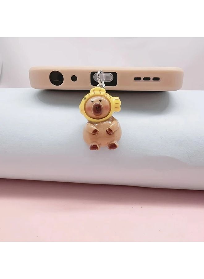 Cute Capybara Doll Phone Dust Plug PVC Material Fits All Type C Ports Bear Fish Design - Image 4