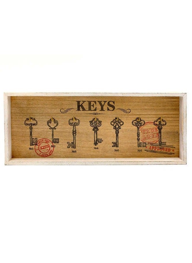 Wooden Key Holder Hooks, Wall Hanger Decor for Front Door Kitchen Garage Ready to Hang, 7 Hook Racks  - Image 1