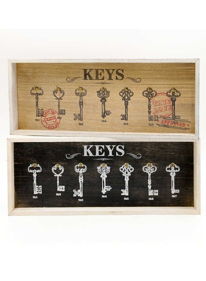 Wooden Key Holder Hooks, Wall Hanger Decor for Front Door Kitchen Garage Ready to Hang, 7 Hook Racks  - Image 2